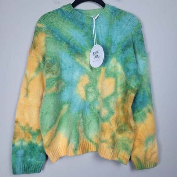 Princess Polly Womens Sofie Tie Dye Pullover Sweater M/L Green Hippie Boho NWT - Picture 1 of 6